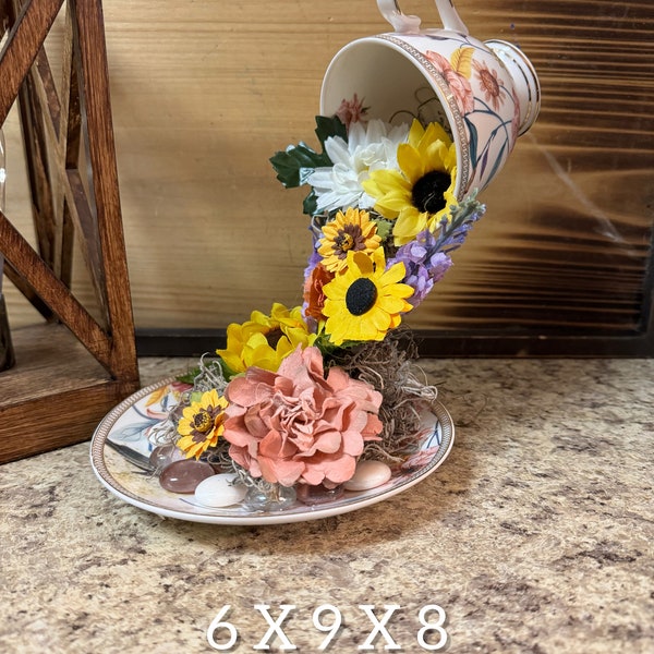 Floating tea cup, floating teacup, teacup floral arrangement, teacupLovers gift, gift idea for any occasion, wedding centerpiece, gift idea