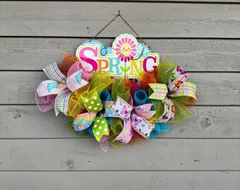 Spring wreath, spring front door, spring decor, decor for spring, spring, colorful home decor, wreath, colorful wreath, door decor
