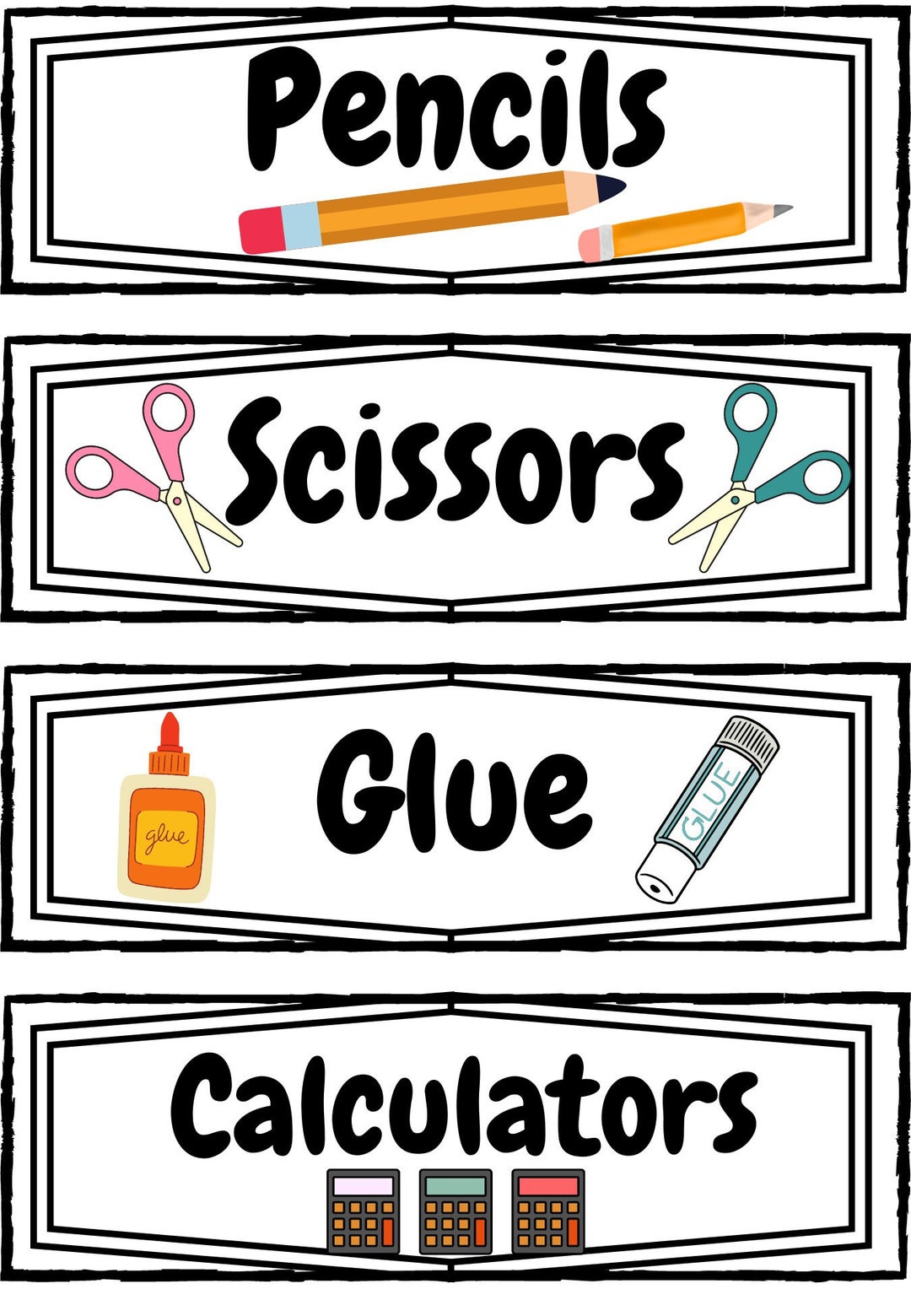 Printable Downloadable Classroom Bin Labels School Supplies Labels