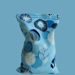 Handmade Rice Bag Heating Pack Cooling Pack Reusable Spa Medium Blue & White Abstract Floral Microwavable Heat Pillow image 1