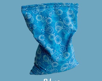 Handmade Rice Bag | Heating Pack | Cooling Pack | Reusable | Spa | Large |  Blue Flower | Microwavable | Heat Pillow