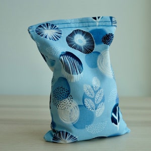 Handmade Rice Bag Heating Pack Cooling Pack Reusable Spa Medium Blue & White Abstract Floral Microwavable Heat Pillow image 2