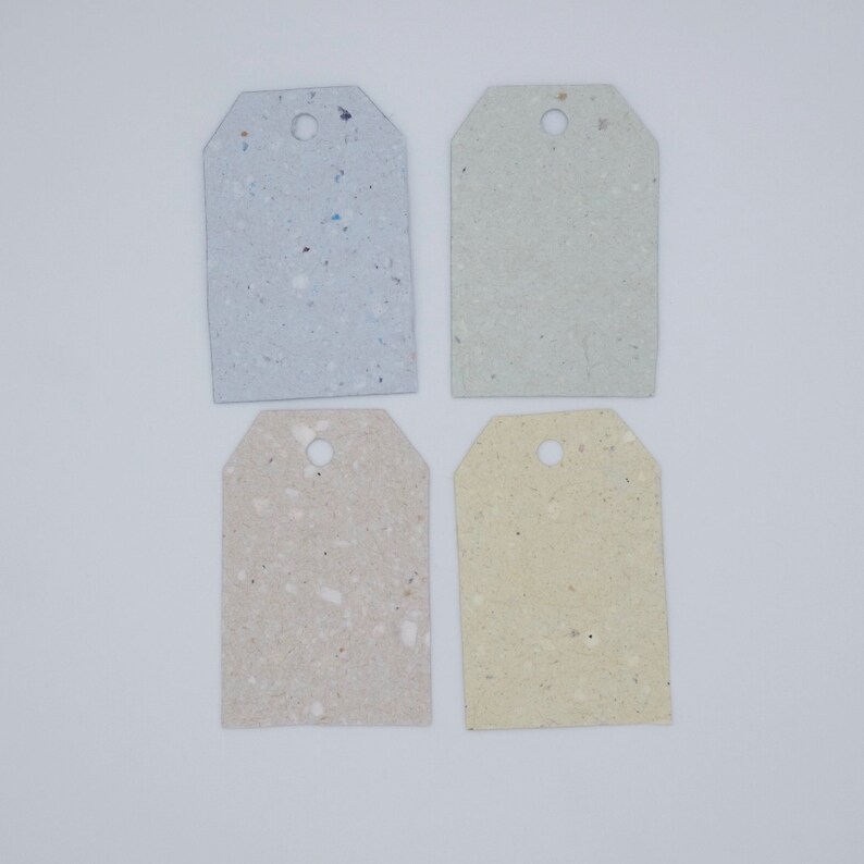 Handmade Paper Gift Tags Rainbow Different Colours Set of 20 Made from Recycled Paper 画像 9