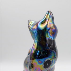 Iridescent Ceramic Black Cat Vintage 1960's image 4