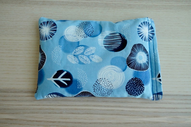 Handmade Rice Bag Heating Pack Cooling Pack Reusable Spa Medium Blue & White Abstract Floral Microwavable Heat Pillow image 3