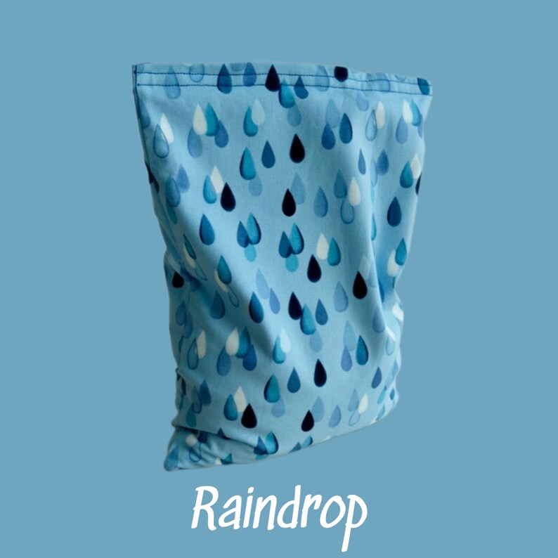 Handmade Rice Bag Heating Pack Cooling Pack Reusable Spa Large Blue & White Raindrop Microwavable Heat Pillow image 3
