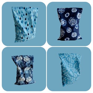 Handmade Rice Bag Heating Pack Cooling Pack Reusable Spa Large Blue & White Raindrop Microwavable Heat Pillow image 2