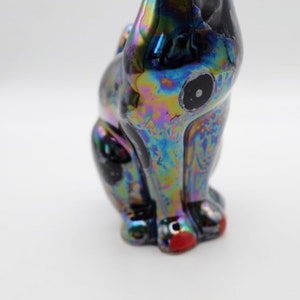 Iridescent Ceramic Black Cat Vintage 1960's image 5