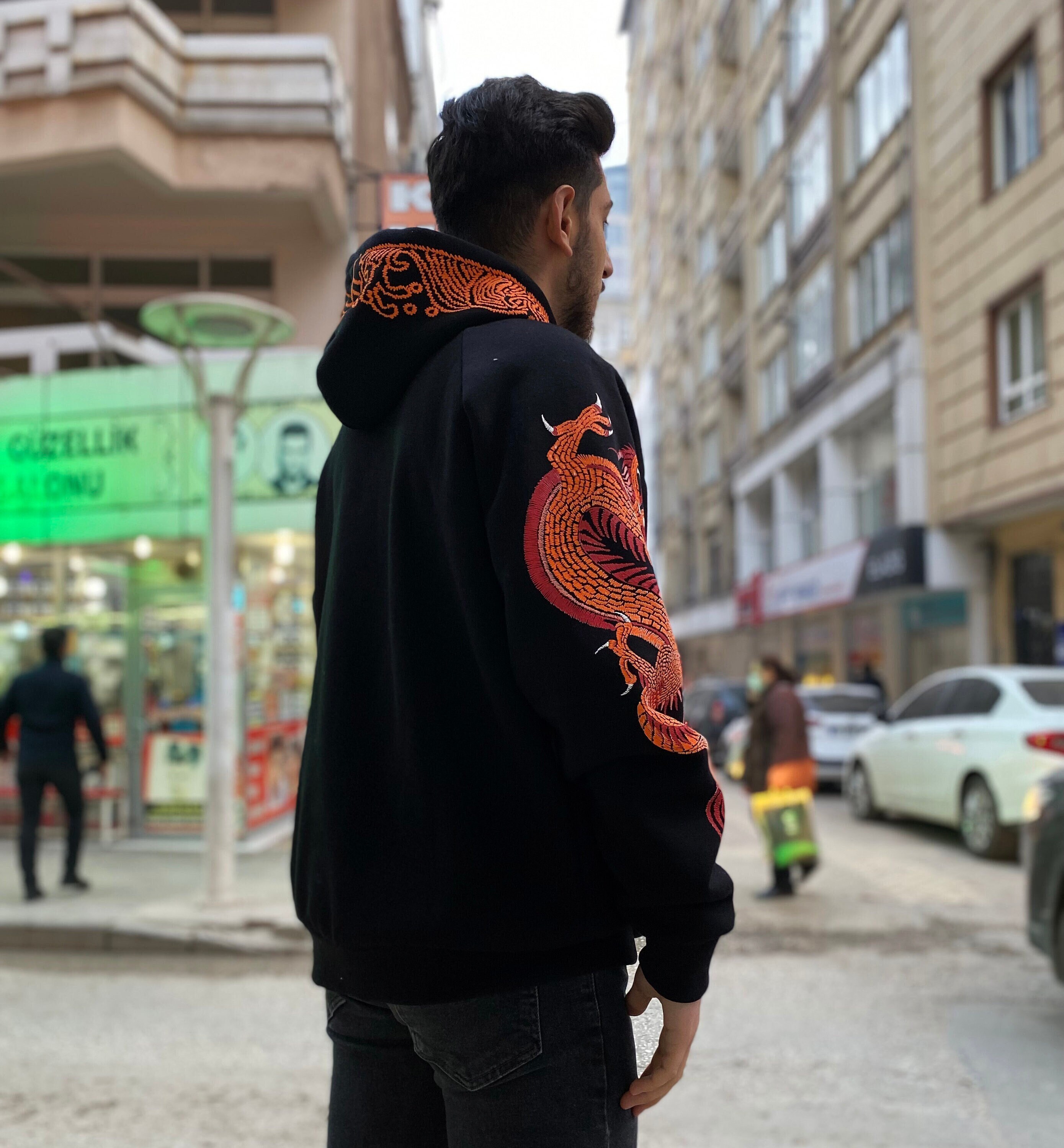 Japanese Dragon Hoodie Harajuku Clothing Hoodie Men Etsy