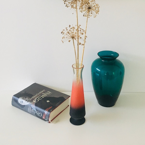 Vase Blumenvase Glasvase Orange Braun Original 70er-Jahre