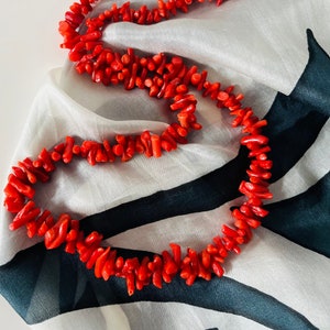 Colar coral, ramo de corais, vermelho, comprimento 62 cm, vintage, anos 50/60