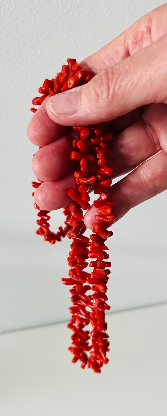 Coral necklace, branch coral, red, length 62 cm, … - image 5