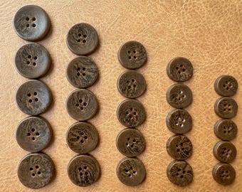 Botões texturizados em marrom chocolate, botões de resina marrom com quatro furos, botões para calças de terno, botões para camisas de terno, botões para calças sociais, botões marrons