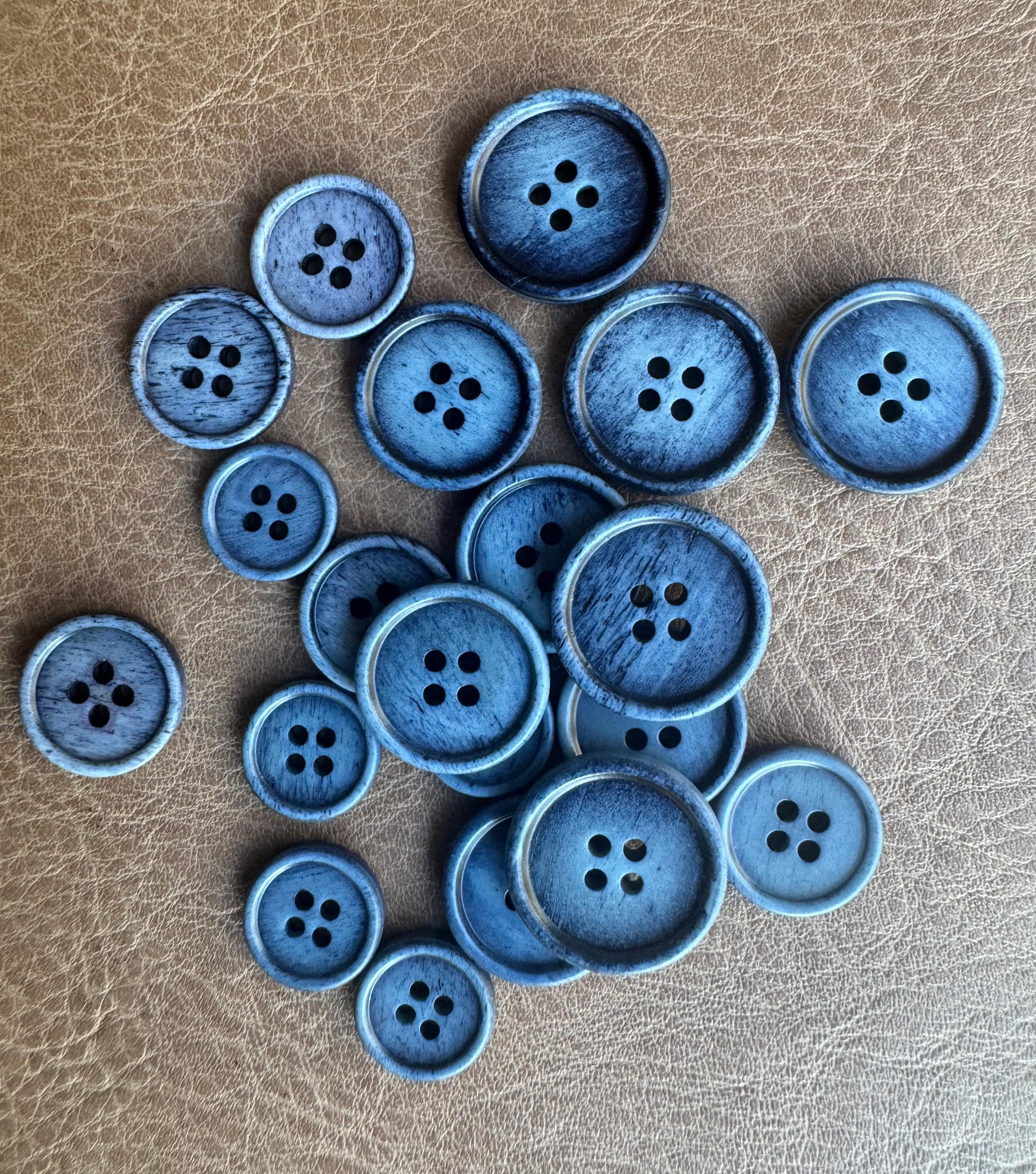 Lot De 6 Boutons Ronds à Queue Classique Bleu Marine 17mm
