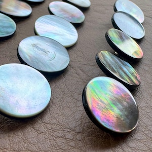 Black Shell Tall Buttons｜Iridescent Luster Coat Decorative Buttons｜High-grade Shell Buttons|Sweater Shirt Buttons|Polo Knit Buttons