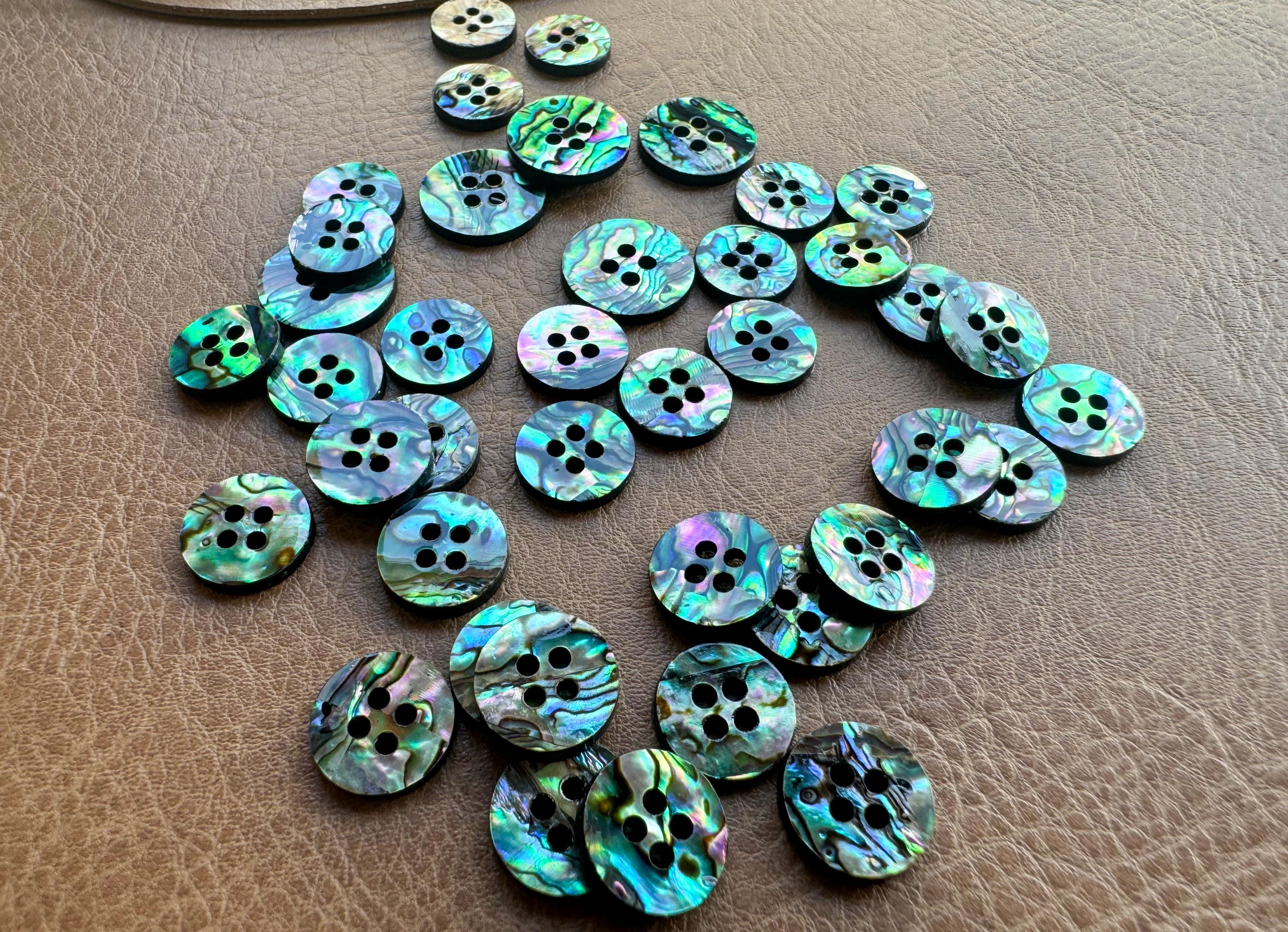 Natural Abalone Shell Buttons ,round Buttons,iridescent Four-hole ...