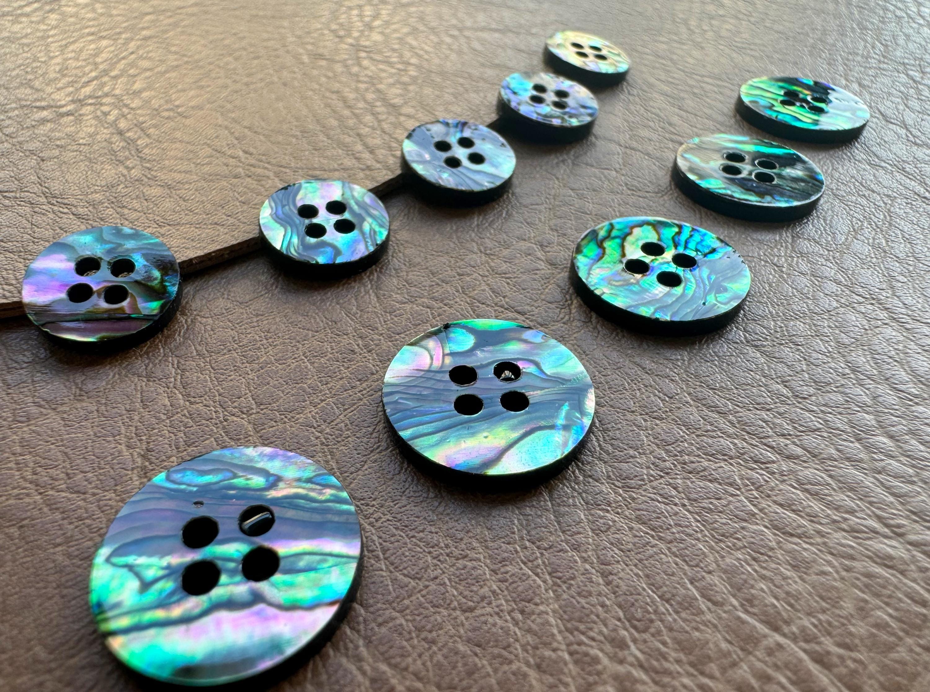 Natural Abalone Shell Buttons ,round Buttons,iridescent Four-hole ...