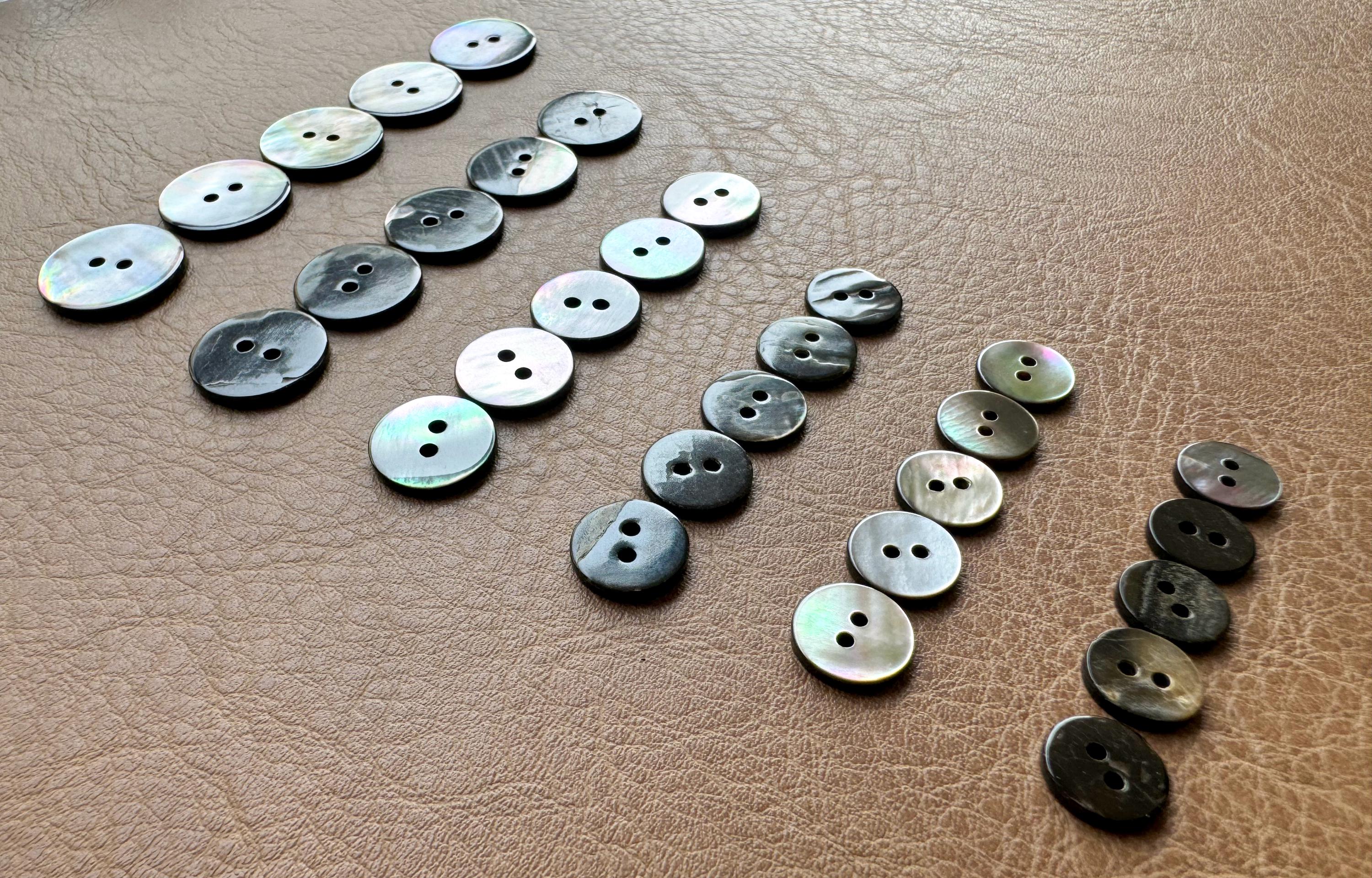 Natural Black Shell Buttons,glossy Rainbow Shell Buttons,flat Two Hole ...