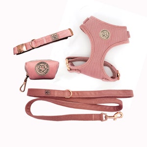 Dusty Pink Corduroy Pet Harness: Adjustable Soft Dog Cat Puppy Harness