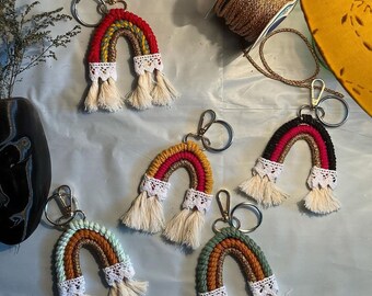 Macrame Rainbow Car Charm, Macrame Rainbow Car Accessories, Rearview Mirror Car Hanger, Cute Car Accessories, Boho Car, Christmas Gifts
