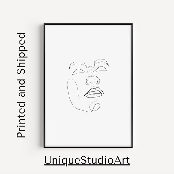 Minimalist wall art face figure, Abstract One Line Form Drawing, Modern Studio Apartment Decor, College Dorm Paintings, Over Bed Wall Art