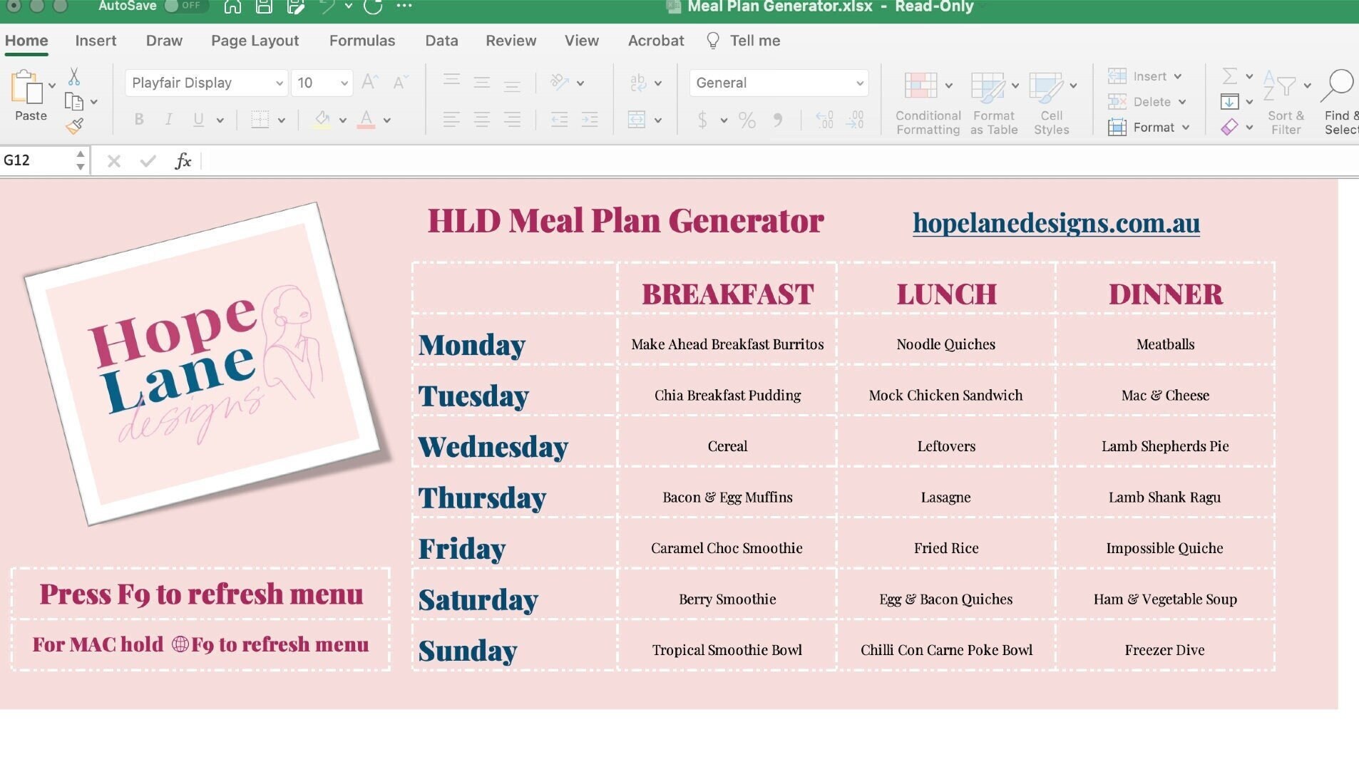 Meal Plan Generator - Etsy