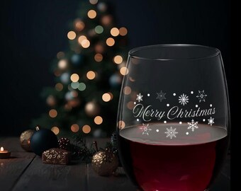 Copa de vino sin tallo Snowy Merry Christmas