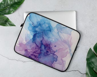 Blue and Purple Watercolor Laptop Sleeve