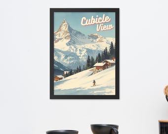 Uitzicht op kast vintage stijl bergreizen ingelijste poster-rechthoekig