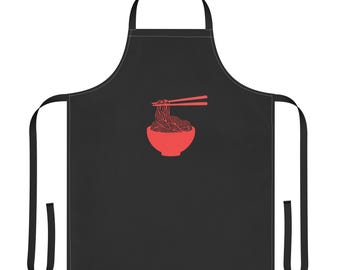 Black and Red Ramen Strap Apron