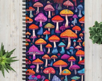 Colorful Mushroom Spiral Notebook