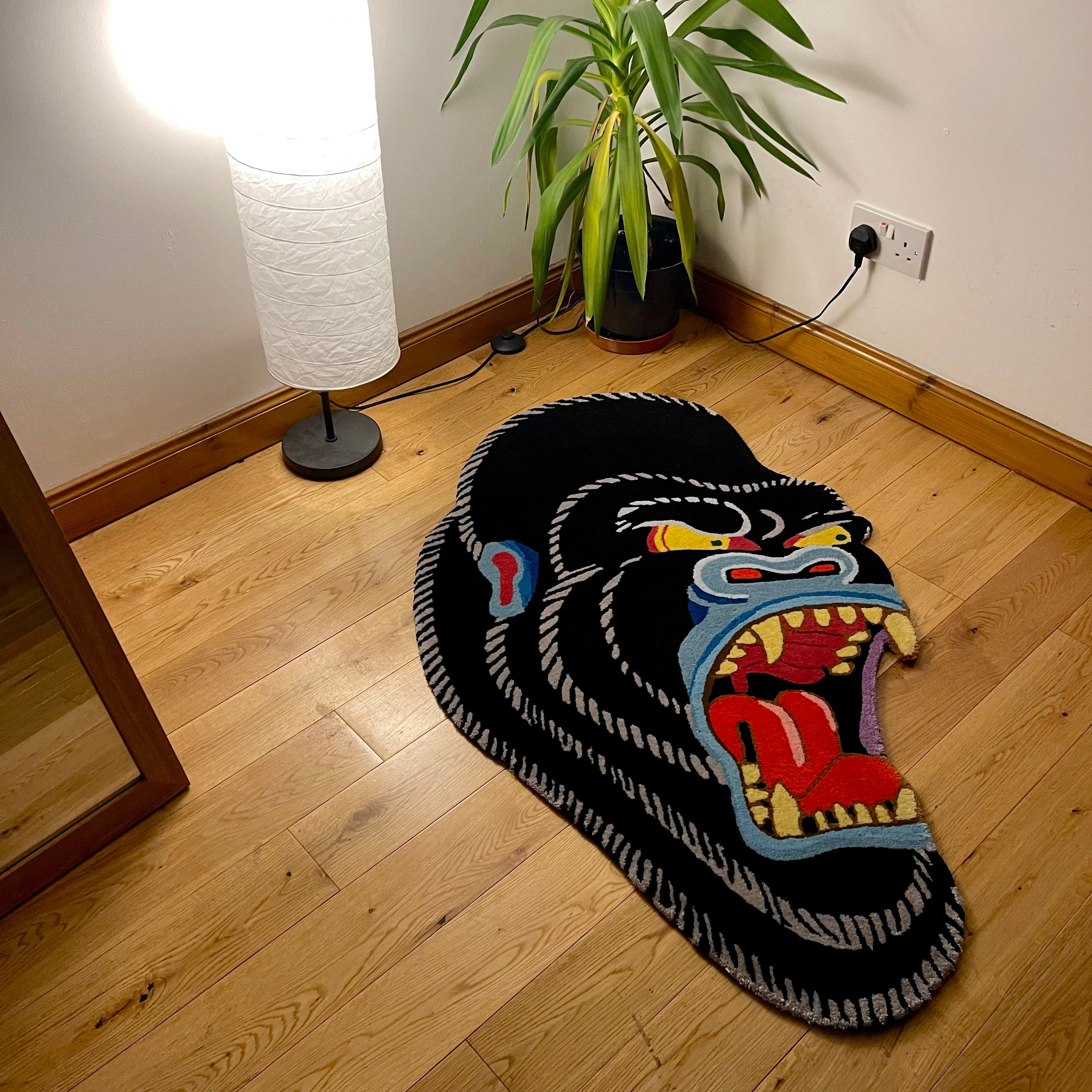 Gorilla Soldier Design Soft Non-Slip Mat Rug Carpet Cushion Tattoo
