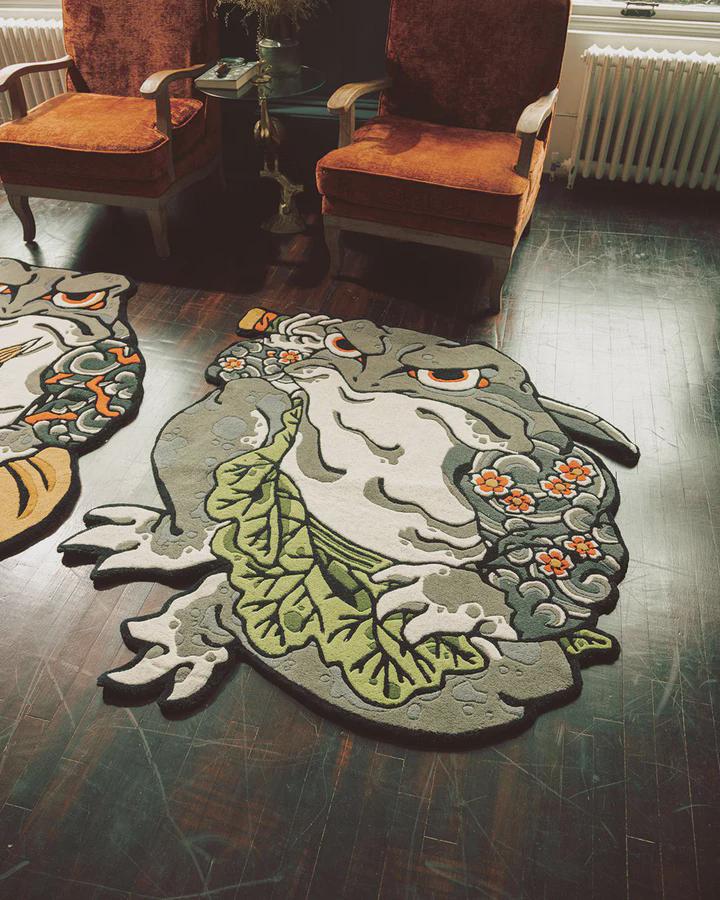 Hand-tufted Wool Frog Rug: Japanese Tattoo Art Decor - 5 Ft - Etsy