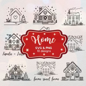 10 Maisons Plotter Files SVG Sayings - SVG & PNG « Family = Love » - Téléchargement numérique, Cricut Brother Canvas Silhouette - Sweet Home
