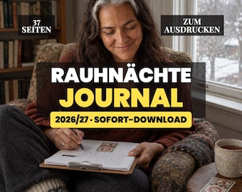 Rauhnächte Journal 2026/27 zum Ausdrucken | 12 Nächte Selbstreflexion mit Tarot Impulsen | PDF Workbook | Rauhnächte Begleiter