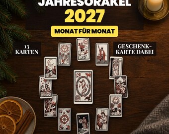 Oráculo Anual de 2027 | Previsão Anual de Tarot com 13 Cartas | Você Tira Suas Próprias Cartas | Leitura Mensal Pessoal em PDF | Presente de Ano Novo