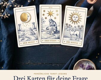 Tarot Reading Gold Edition | Draw Three Cards Yourself | Copper Engraved Tarot Deck with Gold | Personal Interpretation as a PDF in 1 Hour