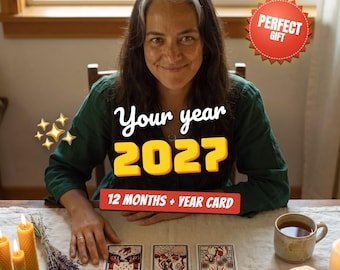 Leitura de Tarot para 2027 | 12 Meses + Carta Anual | Desenhe suas próprias cartas | PDF de Leitura Pessoal para o Ano | Presente de Natal | No mesmo horário
