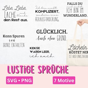 7 x grappige uitspraken SVG PNG plotterbestand SVG Duitse uitspraken humor plotterbestand tas tas cadeau plotterbestanden - digitale download