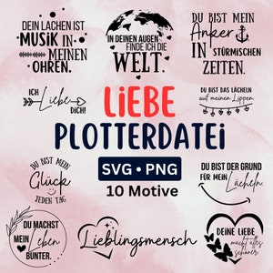 Love plotter file - 10 motifs plotter file SVG PNG, plotter file love, favorite person - I love you SVG