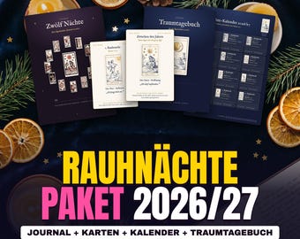 Printable Twelve Days of Christmas Package 2026/27 | Journal + 13 Cards + Calendar + Dream Journal | 13 Wishes | PDF Bundle Tarot