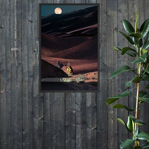 Surreal Art Collage Framed Poster - Desert Road at Night
