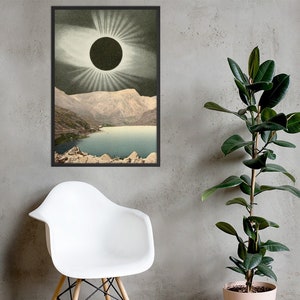 Surreal Art Collage Framed Poster - Eclipse Lagoon