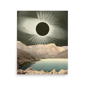 Surreal Art Collage Print Poster - Eclipse Lagoon