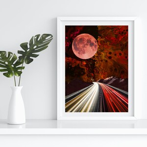Surreal Art Collage - Red Moon Highway collage
