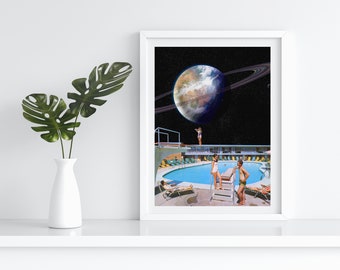 Surreal Art Collage - Diving in Space collage
