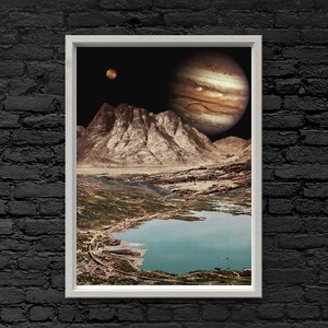 Surreal Art Collage Print - Jupiter Lagoon Space Landscape Collage