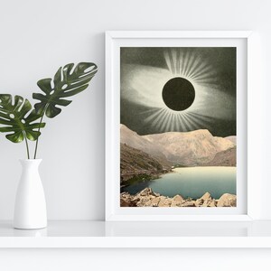 Surreal Art Collage Print - Eclipse Lagoon Trippy Landscape Collage
