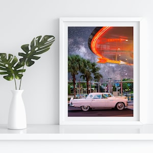 Surreal Art Collage Print - Galactic Diner Trippy Collage Art Print