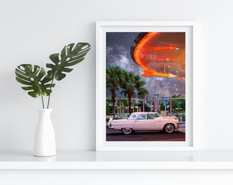 Surreal Art Collage Print - Galactic Diner Trippy Collage Art Print